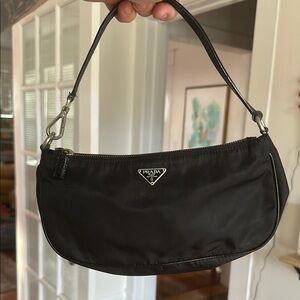 Prada Tessuto Nylon Saffiano Pochette Black
